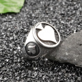 Personality retro punk spades three color stainless steel fashion statement men rings